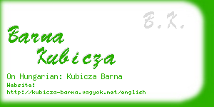 barna kubicza business card